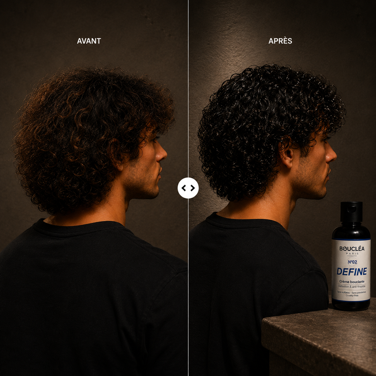Avant après DEFINE : boucles regonflées avec plus de volume